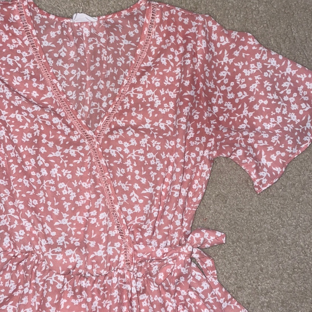 Floral Print Faux Wrap Top
